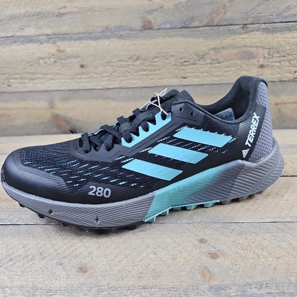 adidas Terrex Agravic Flow 2 Women's Trail Running Shoes Bkack Grey Blue Mint - Picture 2 of 12